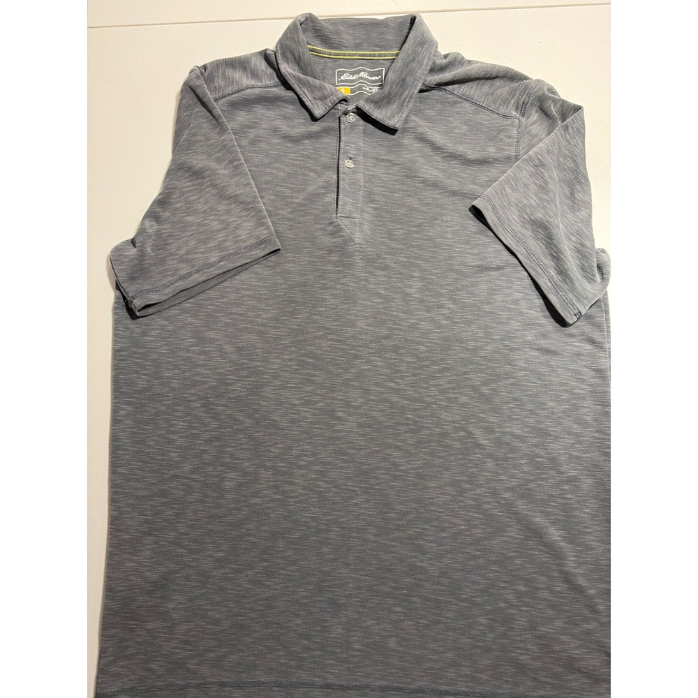 Eddie Bauer Mens Large Tall Gray Active Polo Shirt Tencel Space Dye Heather